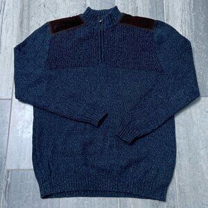 Cambridge Dry Goods Long Sleeve Quarter Zip Sweater Pullover Blue – Size Large